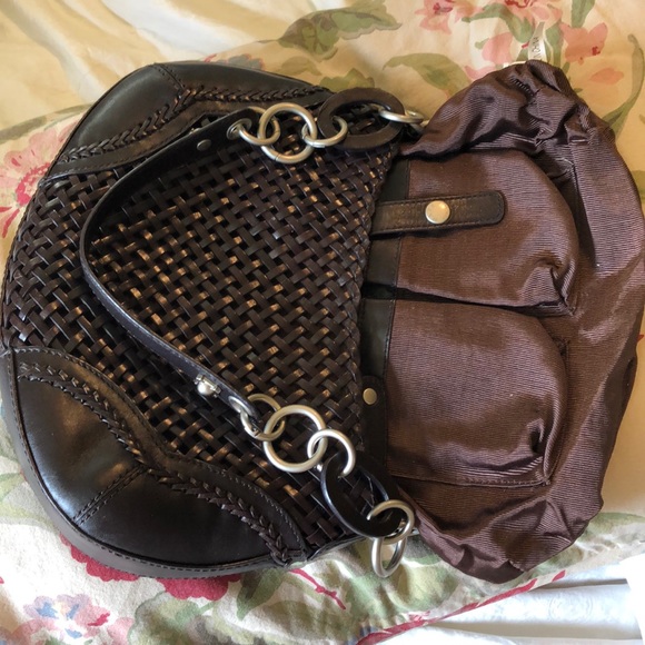MAXX NEW YORK Classic Woven Brown Leather Shoulder Bag Hardware Stap $129 NEW - Picture 10 of 14